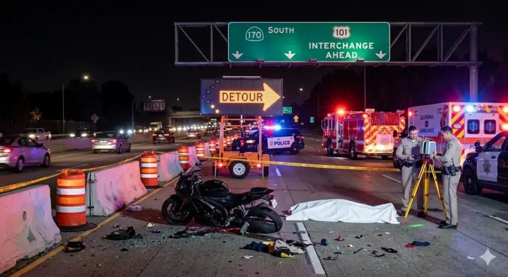 Biker Killed in Vehicle Crash on 170 Freeway in North Hollywood Biker Killed in Vehicle Crash on 170 Freeway in North Hollywood