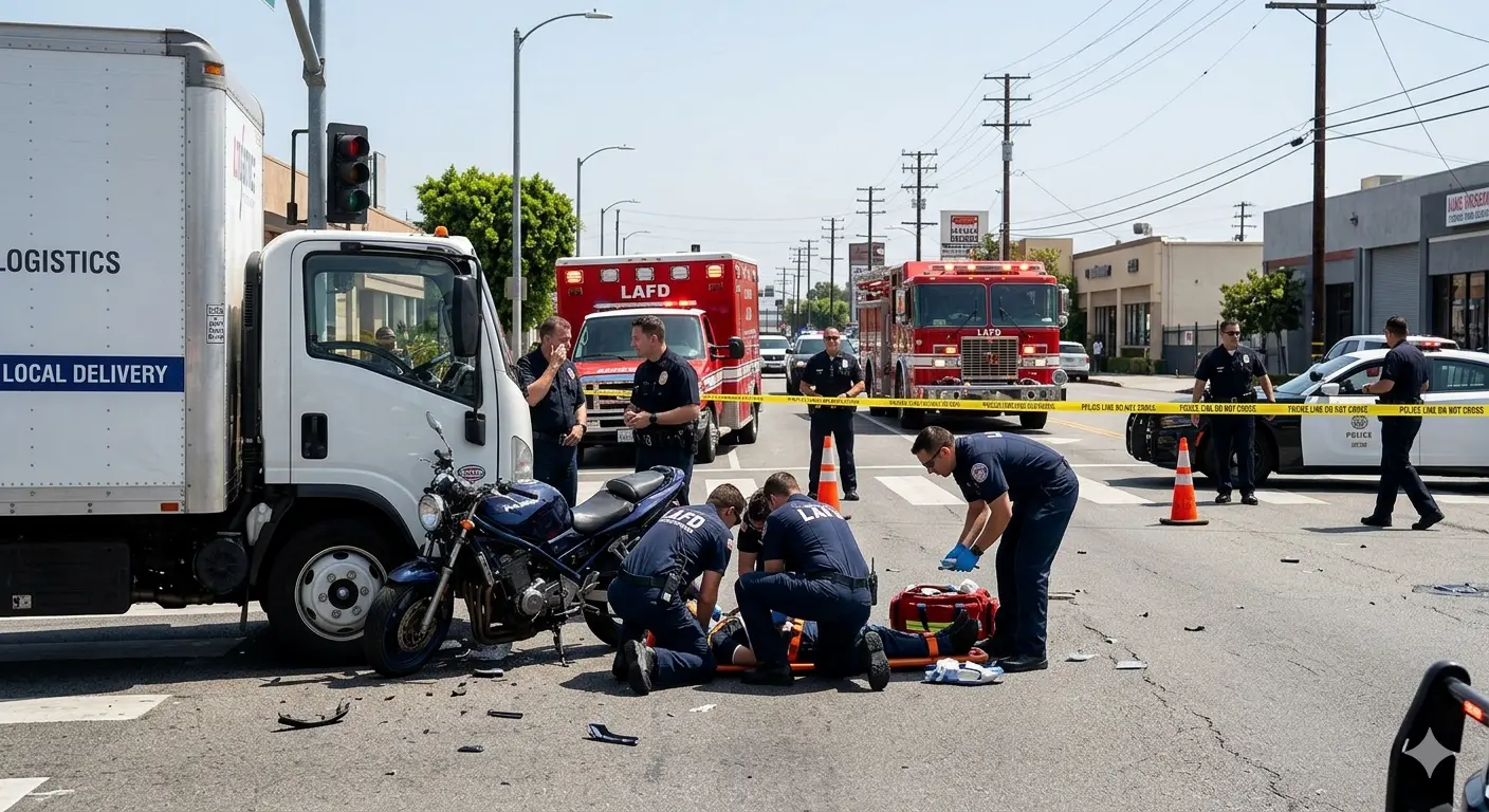 Motorcyclist Critically Injured in Box Truck Crash in North Hollywood Motorcyclist Critically Injured in Box Truck Crash in North Hollywood